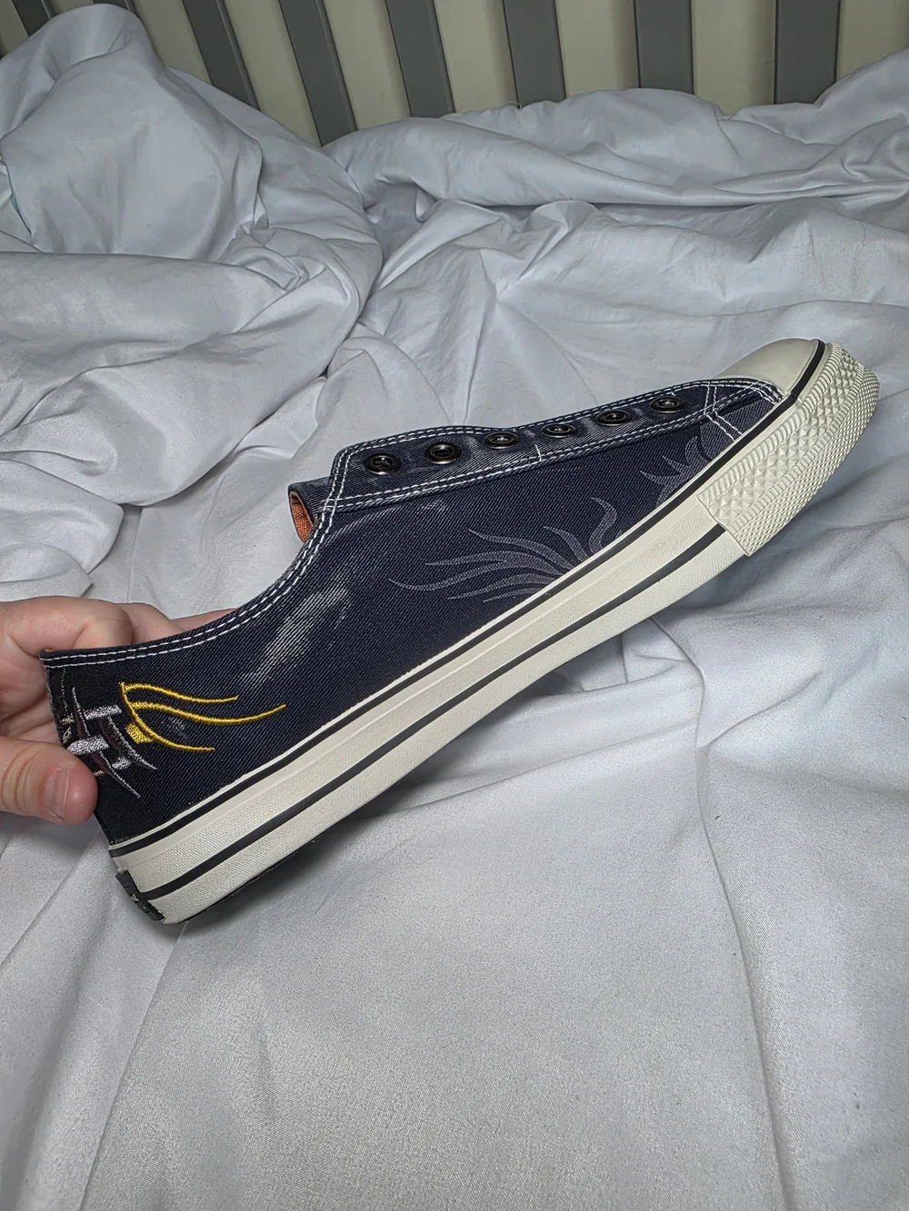 Robert Wayne Fire Men’s Navy Denim Slip-On Canvas Sneakers Size 11